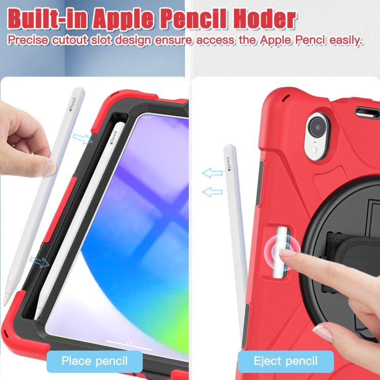 For iPad mini 6 / mini 2024 Silicone Hybrid PC Tablet Case with Grip Holder & Shoulder Strap(Red) - iPad mini 2024 Cases by buy2fix | Online Shopping UK | buy2fix
