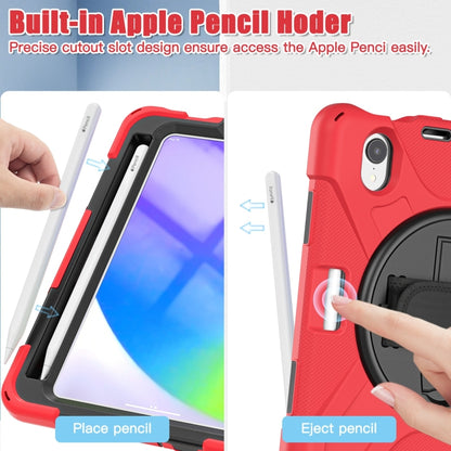 For iPad mini 6 / mini 2024 Silicone Hybrid PC Tablet Case with Grip Holder & Shoulder Strap(Red) - iPad mini 2024 Cases by buy2fix | Online Shopping UK | buy2fix