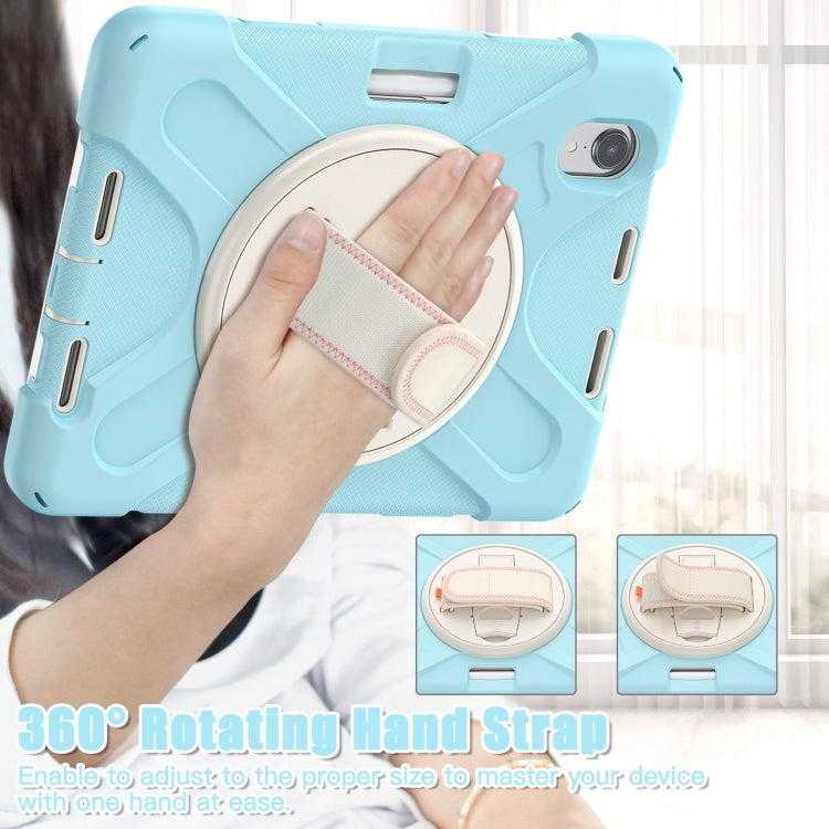 For iPad mini 6 / mini 2024 Silicone Hybrid PC Tablet Case with Grip Holder & Shoulder Strap(Ice Crystal Blue) - iPad mini 2024 Cases by buy2fix | Online Shopping UK | buy2fix