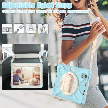 For iPad mini 6 / mini 2024 Silicone Hybrid PC Tablet Case with Grip Holder & Shoulder Strap(Ice Crystal Blue) - iPad mini 2024 Cases by buy2fix | Online Shopping UK | buy2fix