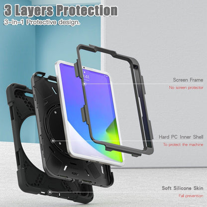For iPad mini 6 / mini 2024 Heavy Duty Silicone Hybrid  PC Tablet Case with Holder & Shoulder Strap(Black+Black) - iPad mini 2024 Cases by buy2fix | Online Shopping UK | buy2fix