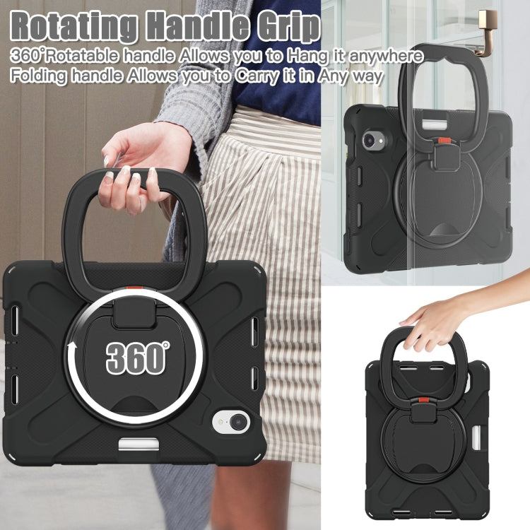 For iPad mini 6 / mini 2024 Heavy Duty Silicone Hybrid  PC Tablet Case with Holder & Shoulder Strap(Black+Black) - iPad mini 2024 Cases by buy2fix | Online Shopping UK | buy2fix