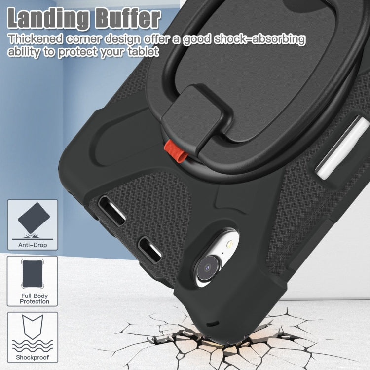 For iPad mini 6 / mini 2024 Heavy Duty Silicone Hybrid  PC Tablet Case with Holder & Shoulder Strap(Black+Black) - iPad mini 2024 Cases by buy2fix | Online Shopping UK | buy2fix