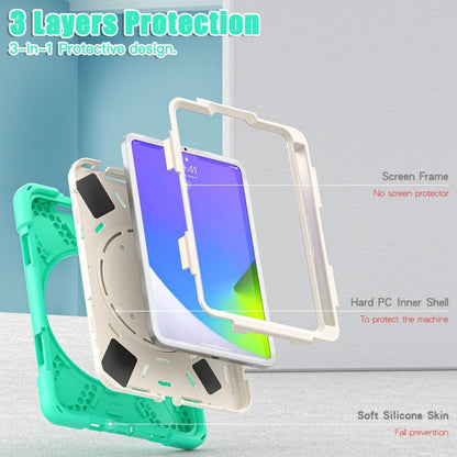 For iPad mini 6 / mini 2024 Heavy Duty Silicone Hybrid  PC Tablet Case with Holder & Shoulder Strap(Mint Green) - iPad mini 2024 Cases by buy2fix | Online Shopping UK | buy2fix