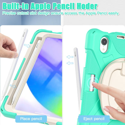 For iPad mini 6 / mini 2024 Heavy Duty Silicone Hybrid  PC Tablet Case with Holder & Shoulder Strap(Mint Green) - iPad mini 2024 Cases by buy2fix | Online Shopping UK | buy2fix