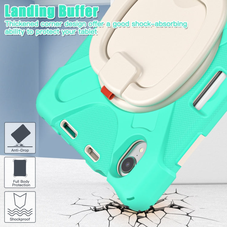 For iPad mini 6 / mini 2024 Heavy Duty Silicone Hybrid  PC Tablet Case with Holder & Shoulder Strap(Mint Green) - iPad mini 2024 Cases by buy2fix | Online Shopping UK | buy2fix