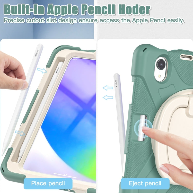 For iPad mini 6 / mini 2024 Heavy Duty Silicone Hybrid  PC Tablet Case with Holder & Shoulder Strap(Emerald Green) - iPad mini 2024 Cases by buy2fix | Online Shopping UK | buy2fix