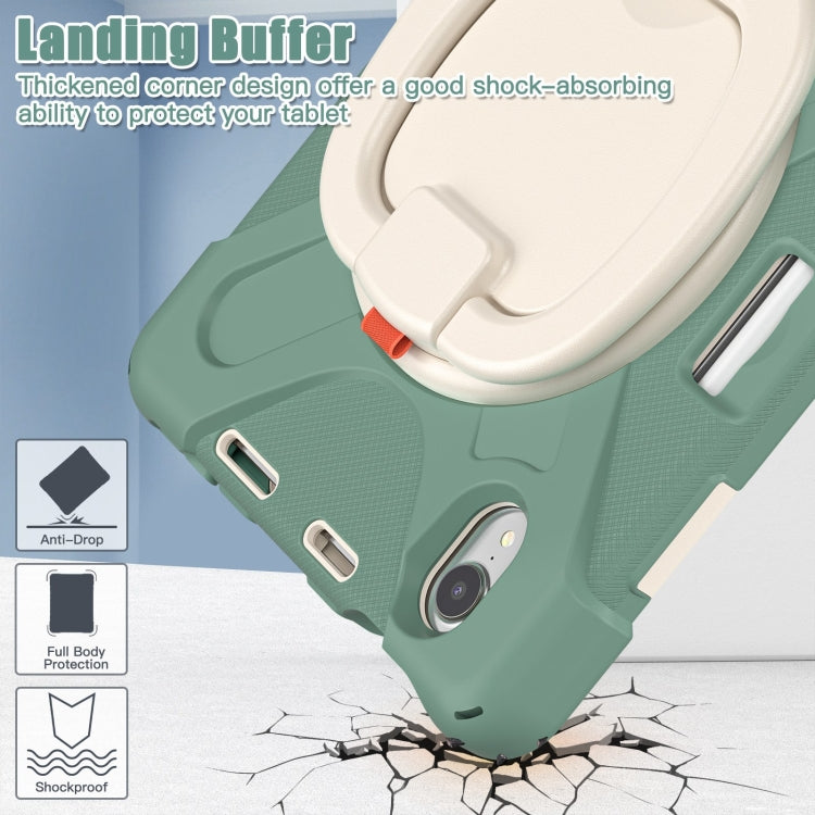 For iPad mini 6 / mini 2024 Heavy Duty Silicone Hybrid  PC Tablet Case with Holder & Shoulder Strap(Emerald Green) - iPad mini 2024 Cases by buy2fix | Online Shopping UK | buy2fix