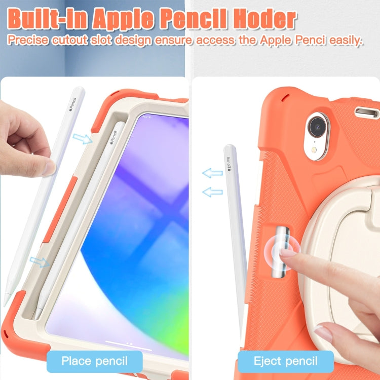 For iPad mini 6 / mini 2024 Heavy Duty Silicone Hybrid  PC Tablet Case with Holder & Shoulder Strap(Living Coral) - iPad mini 2024 Cases by buy2fix | Online Shopping UK | buy2fix