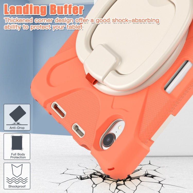 For iPad mini 6 / mini 2024 Heavy Duty Silicone Hybrid  PC Tablet Case with Holder & Shoulder Strap(Living Coral) - iPad mini 2024 Cases by buy2fix | Online Shopping UK | buy2fix