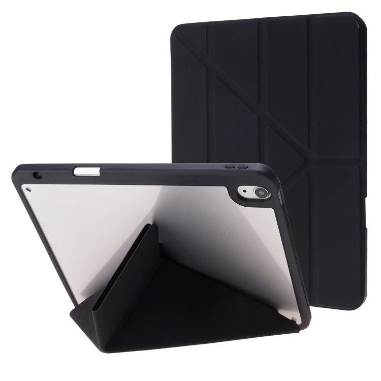 Deformation Transparent Acrylic Horizontal Flip PU Leather Case with Multi-folding Holder & Sleep / Wake-up Function & Pen Slot For iPad Air 2022 / 2020 10.9(Black) - iPad Air (2022) / (2020) 10.9 Cases by buy2fix | Online Shopping UK | buy2fix