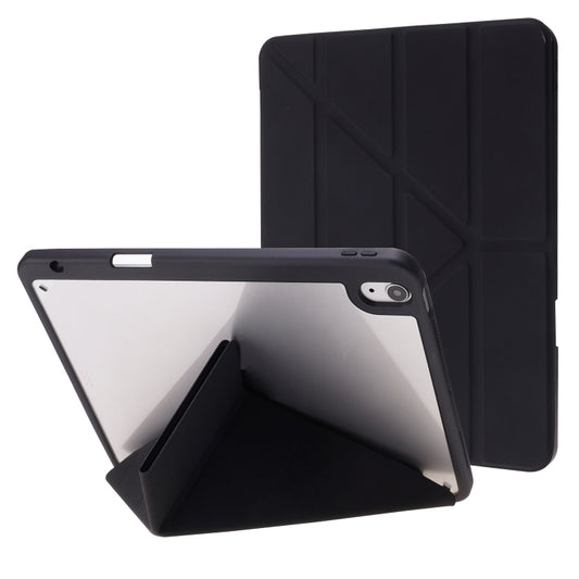 Deformation Transparent Acrylic Horizontal Flip PU Leather Case with Multi-folding Holder & Sleep / Wake-up Function & Pen Slot For iPad Air 2022 / 2020 10.9(Black) - iPad Air (2022) / (2020) 10.9 Cases by buy2fix | Online Shopping UK | buy2fix