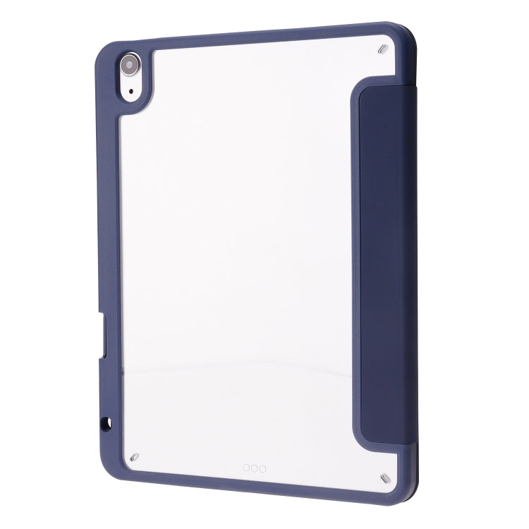 Deformation Transparent Acrylic Horizontal Flip PU Leather Case with Multi-folding Holder & Sleep / Wake-up Function & Pen Slot For iPad Air 2022 / 2020 10.9(Dark Blue) - iPad Air (2022) / (2020) 10.9 Cases by buy2fix | Online Shopping UK | buy2fix