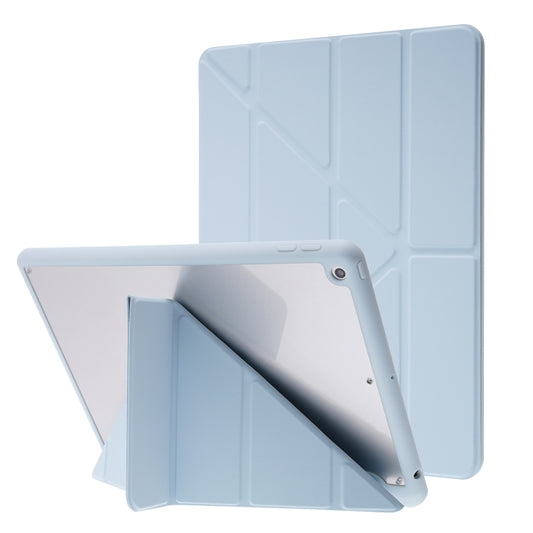 For iPad 10.2 2021 / 2020 / 2019 Deformation Transparent Acrylic Horizontal Flip PU Leather Case with Multi-folding Holder & Sleep / Wake-up Function & Pen Slot(Baby Blue) - iPad 10.2 Cases by buy2fix | Online Shopping UK | buy2fix