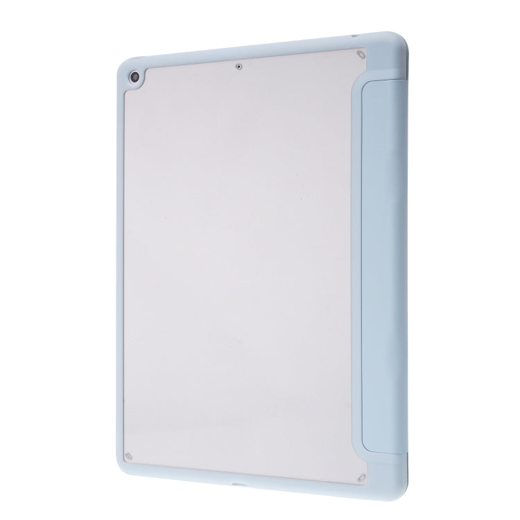 For iPad 10.2 2021 / 2020 / 2019 Deformation Transparent Acrylic Horizontal Flip PU Leather Case with Multi-folding Holder & Sleep / Wake-up Function & Pen Slot(Baby Blue) - iPad 10.2 Cases by buy2fix | Online Shopping UK | buy2fix