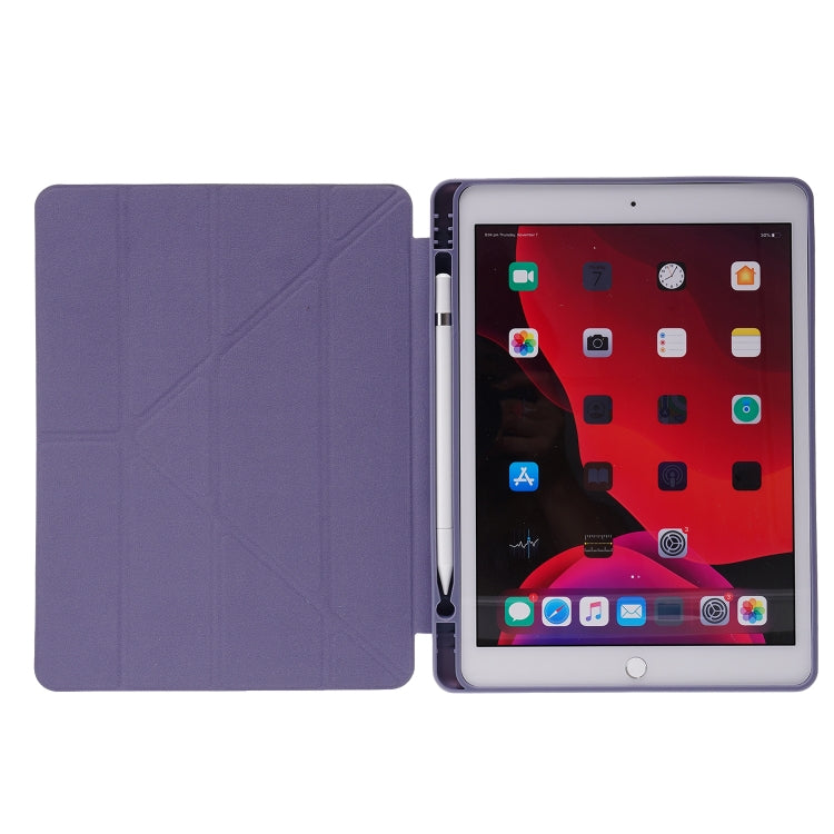 For iPad 10.2 2021 / 2020 / 2019 Deformation Transparent Acrylic Horizontal Flip PU Leather Case with Multi-folding Holder & Sleep / Wake-up Function & Pen Slot(Baby Blue) - iPad 10.2 Cases by buy2fix | Online Shopping UK | buy2fix