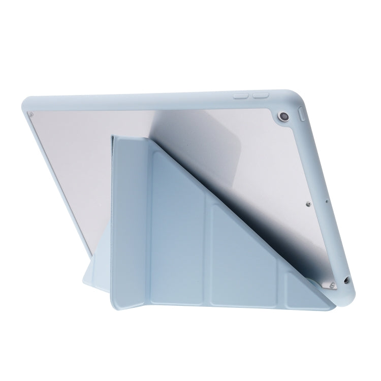For iPad 10.2 2021 / 2020 / 2019 Deformation Transparent Acrylic Horizontal Flip PU Leather Case with Multi-folding Holder & Sleep / Wake-up Function & Pen Slot(Baby Blue) - iPad 10.2 Cases by buy2fix | Online Shopping UK | buy2fix