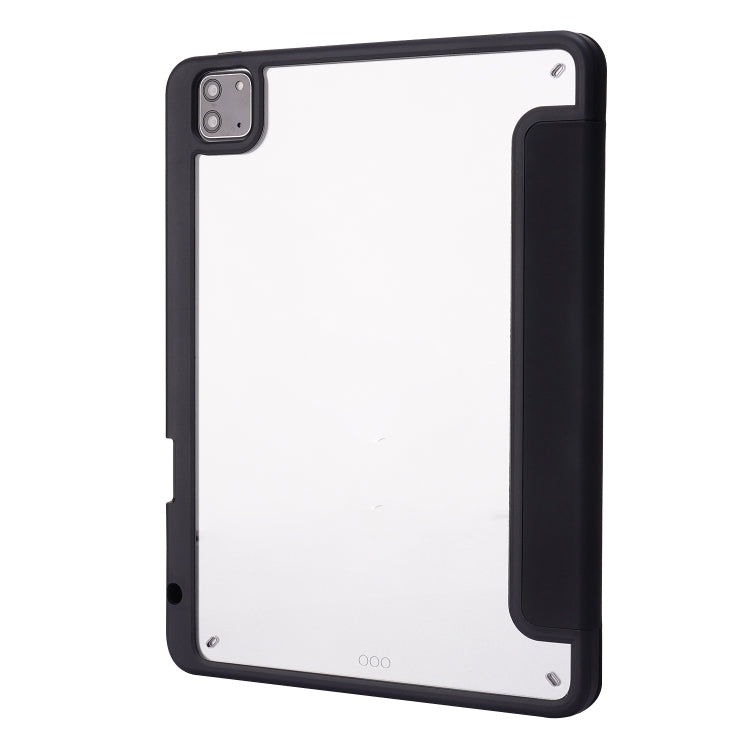 For iPad Pro 11 2022 / 2021 / 2020 / 2018 Deformation Transparent Acrylic Horizontal Flip PU Leather Tablet Case with Multi-folding Holder & Sleep / Wake-up Function & Pen Slot(Black) - iPad Pro 11 (2022/2021) Cases by buy2fix | Online Shopping UK | buy2fix