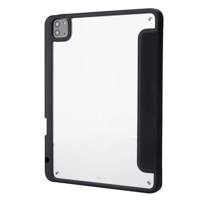 For iPad Pro 11 2022 / 2021 / 2020 / 2018 Deformation Transparent Acrylic Horizontal Flip PU Leather Tablet Case with Multi-folding Holder & Sleep / Wake-up Function & Pen Slot(Black) - iPad Pro 11 (2022/2021) Cases by buy2fix | Online Shopping UK | buy2fix