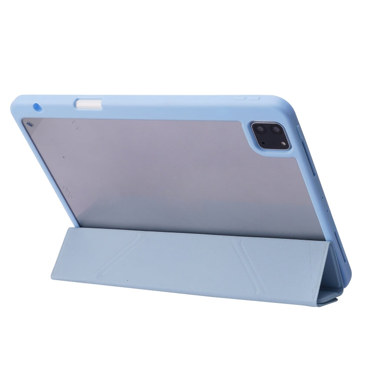For iPad Pro 11 2022 / 2021 / 2020 / 2018 Deformation Transparent Acrylic Horizontal Flip PU Leather Tablet Case with Multi-folding Holder & Sleep / Wake-up Function & Pen Slot(Black) - iPad Pro 11 (2022/2021) Cases by buy2fix | Online Shopping UK | buy2fix