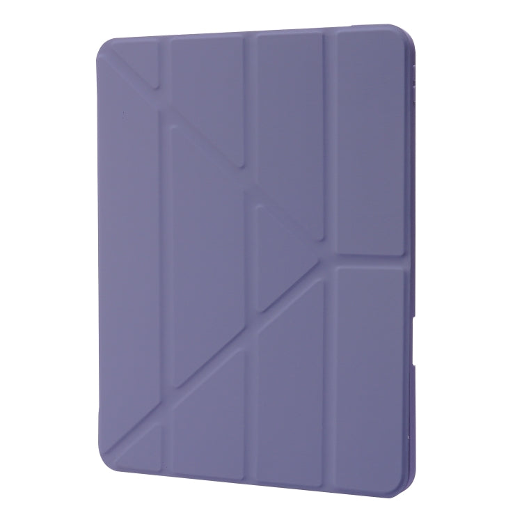 For iPad Pro 11 2022 / 2021 / 2020 / 2018 Deformation Transparent Acrylic Horizontal Flip PU Leather Tablet Case with Multi-folding Holder & Sleep / Wake-up Function & Pen Slot(Lavender Grey) - iPad Pro 11 (2022/2021) Cases by buy2fix | Online Shopping UK | buy2fix