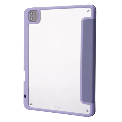 For iPad Pro 11 2022 / 2021 / 2020 / 2018 Deformation Transparent Acrylic Horizontal Flip PU Leather Tablet Case with Multi-folding Holder & Sleep / Wake-up Function & Pen Slot(Lavender Grey) - iPad Pro 11 (2022/2021) Cases by buy2fix | Online Shopping UK | buy2fix