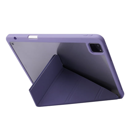 For iPad Pro 11 2022 / 2021 / 2020 / 2018 Deformation Transparent Acrylic Horizontal Flip PU Leather Tablet Case with Multi-folding Holder & Sleep / Wake-up Function & Pen Slot(Lavender Grey) - iPad Pro 11 (2022/2021) Cases by buy2fix | Online Shopping UK | buy2fix