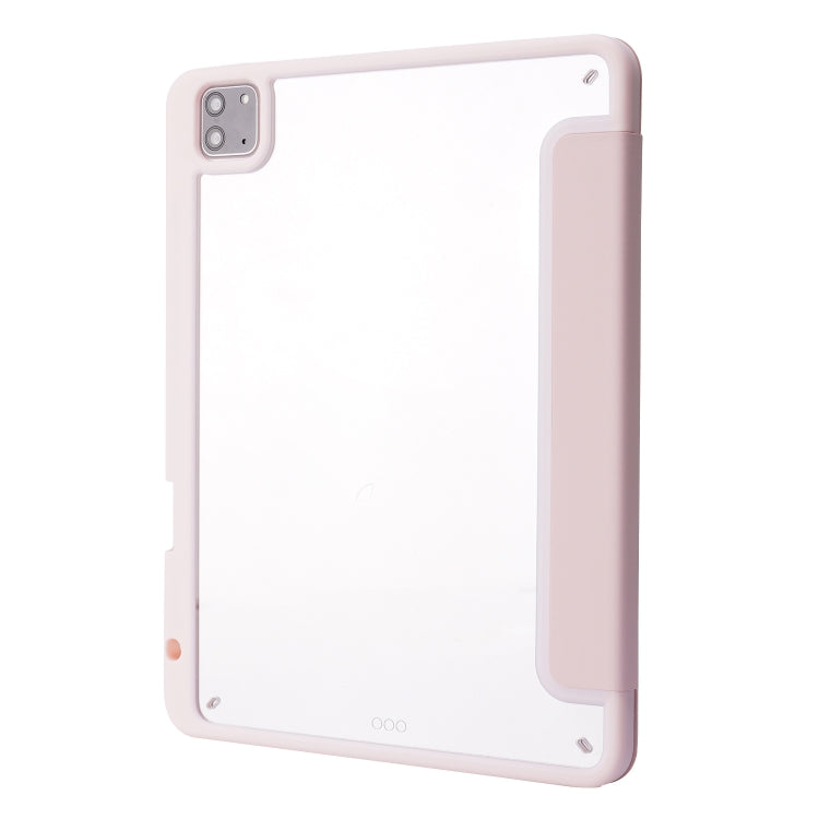 For iPad Pro 11 2022 / 2021 / 2020 / 2018 Deformation Transparent Acrylic Horizontal Flip PU Leather Tablet Case with Multi-folding Holder & Sleep / Wake-up Function & Pen Slot(Rose Gold) - iPad Pro 11 (2022/2021) Cases by buy2fix | Online Shopping UK | buy2fix