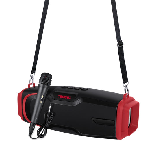 New Rixing NR-6012M Bluetooth 5.0 Portable Outdoor Karaoke Wireless Bluetooth Speaker with Microphone & Shoulder Strap(Red) - Desktop Speaker by NewRixing | Online Shopping UK | buy2fix