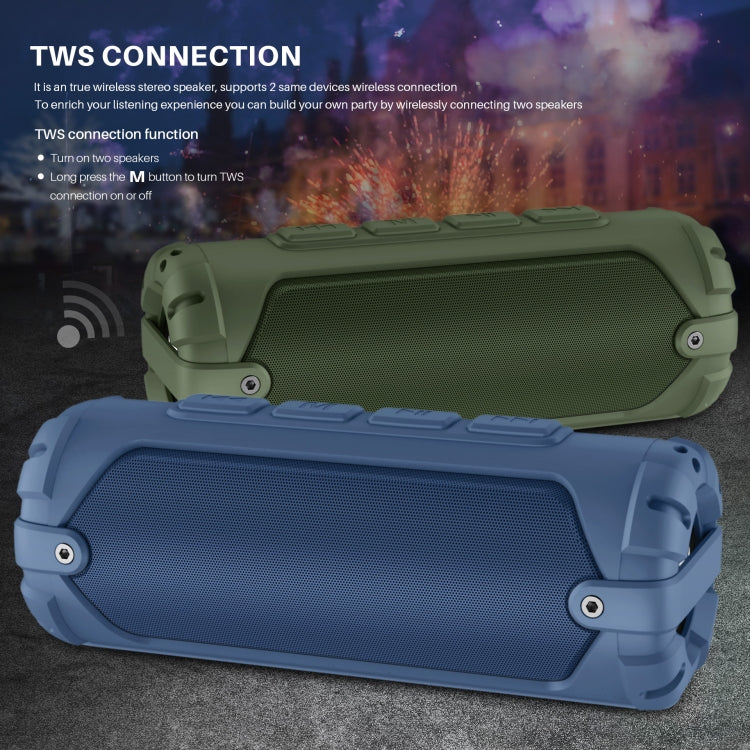 New Rixing NR-6013M Bluetooth 5.0 Portable Outdoor Karaoke Wireless Bluetooth Speaker with Microphone & Shoulder Strap(Green) - Desktop Speaker by NewRixing | Online Shopping UK | buy2fix