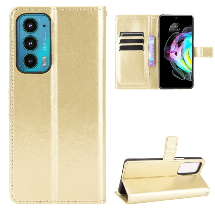 For Motorola Edge 20 Crazy Horse Texture Horizontal Flip Leather Case with Holder & Card Slots & Lanyard(Gold) by buy2fix