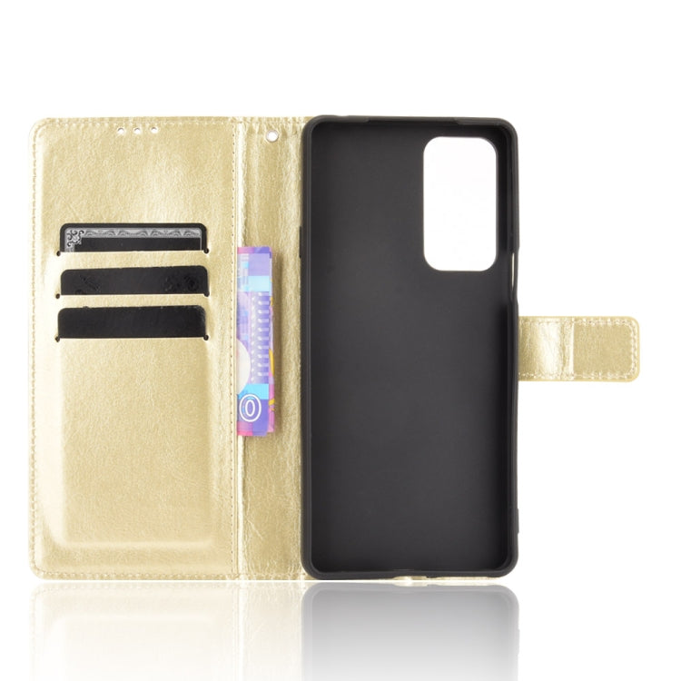 For Motorola Edge 20 Crazy Horse Texture Horizontal Flip Leather Case with Holder & Card Slots & Lanyard(Gold) by buy2fix