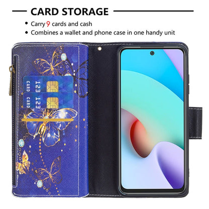 For Xiaomi Redmi 10 Colored Drawing Pattern Zipper Horizontal Flip Leather Case with Holder & Card Slots & Wallet(Purple Butterfly) - Xiaomi Cases by buy2fix | Online Shopping UK | buy2fix