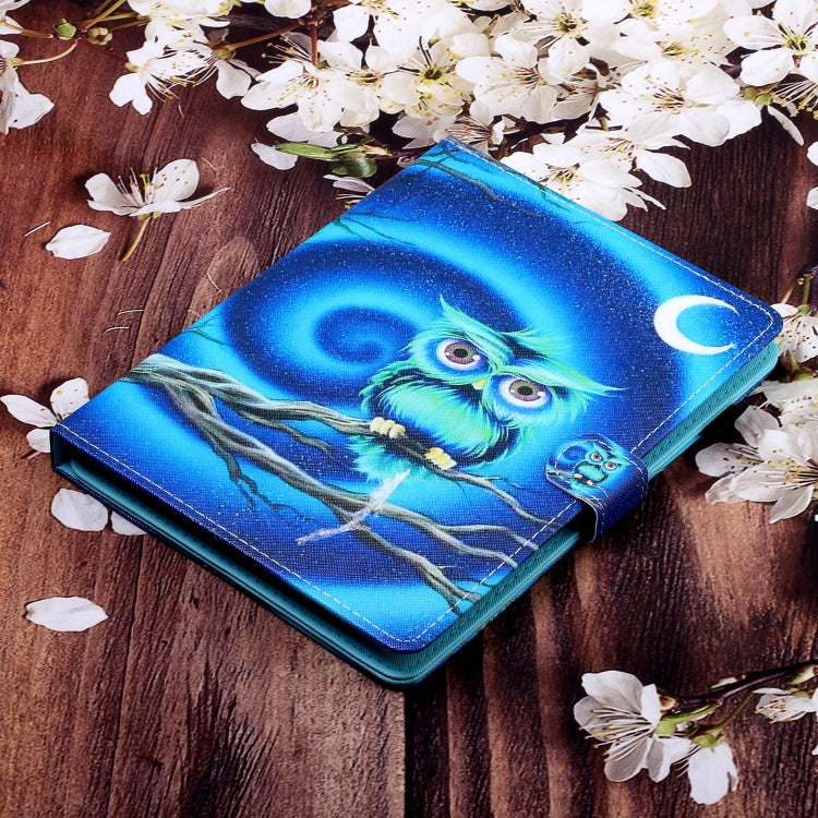 8 inch Universal Colored Drawing Horizontal Flip PU Leather Case with Holder & Card Slot(Moon Owl) - 8 inch by buy2fix | Online Shopping UK | buy2fix