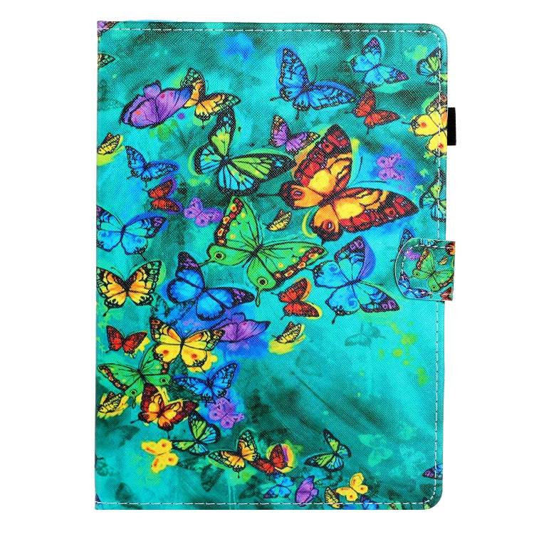 10 inch Universal Colored Drawing Horizontal Flip PU Leather Case with Holder & Card Slot(Green Butterfly) - 10 - 11 inch by buy2fix | Online Shopping UK | buy2fix