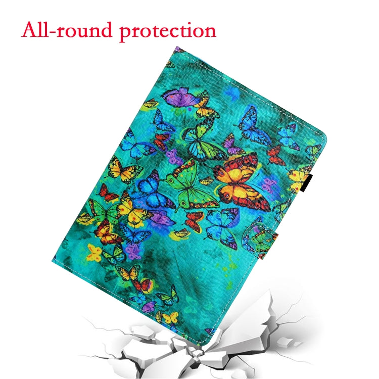 10 inch Universal Colored Drawing Horizontal Flip PU Leather Case with Holder & Card Slot(Green Butterfly) - 10 - 11 inch by buy2fix | Online Shopping UK | buy2fix