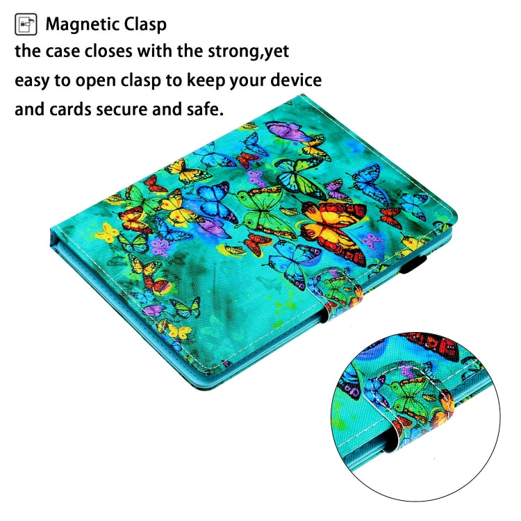 10 inch Universal Colored Drawing Horizontal Flip PU Leather Case with Holder & Card Slot(Green Butterfly) - 10 - 11 inch by buy2fix | Online Shopping UK | buy2fix