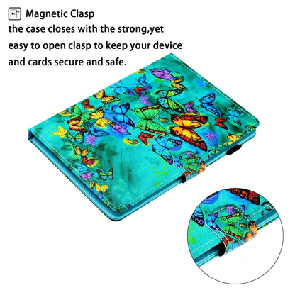 10 inch Universal Colored Drawing Horizontal Flip PU Leather Case with Holder & Card Slot(Green Butterfly) - 10 - 11 inch by buy2fix | Online Shopping UK | buy2fix