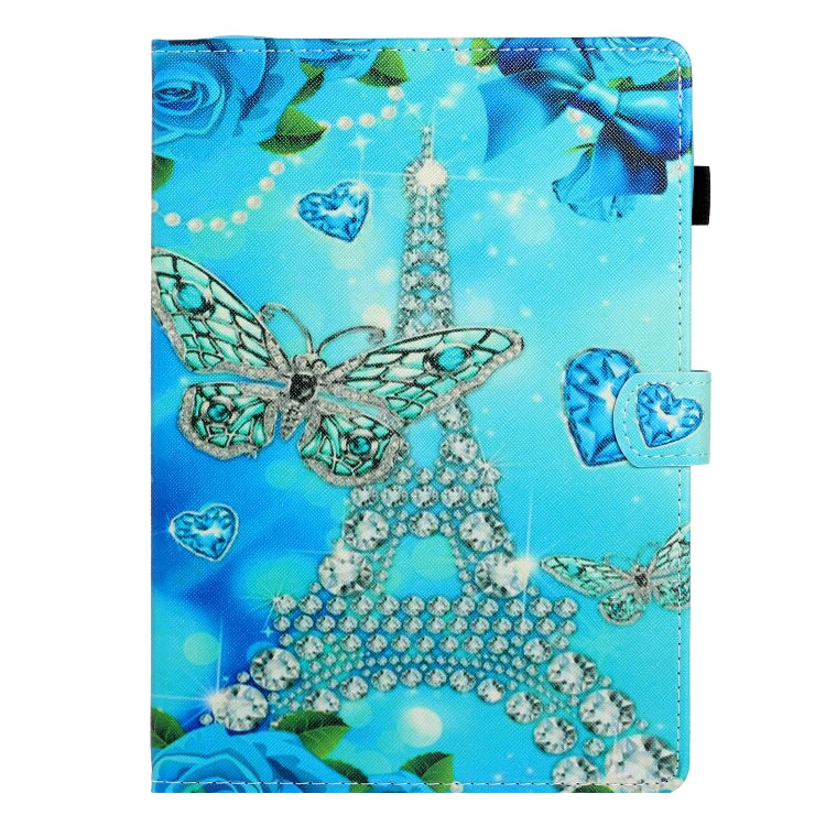 10 inch Universal Colored Drawing Horizontal Flip PU Leather Case with Holder & Card Slot(Butterfly Tower) - 10 - 11 inch by buy2fix | Online Shopping UK | buy2fix