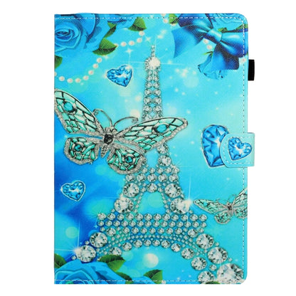 10 inch Universal Colored Drawing Horizontal Flip PU Leather Case with Holder & Card Slot(Butterfly Tower) - 10 - 11 inch by buy2fix | Online Shopping UK | buy2fix