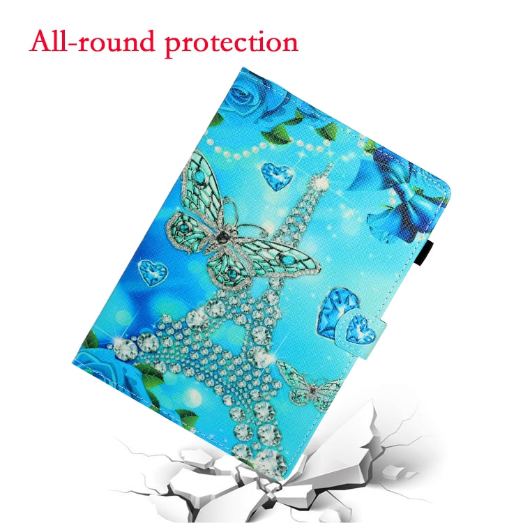 10 inch Universal Colored Drawing Horizontal Flip PU Leather Case with Holder & Card Slot(Butterfly Tower) - 10 - 11 inch by buy2fix | Online Shopping UK | buy2fix