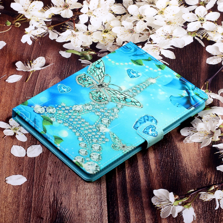 10 inch Universal Colored Drawing Horizontal Flip PU Leather Case with Holder & Card Slot(Butterfly Tower) - 10 - 11 inch by buy2fix | Online Shopping UK | buy2fix