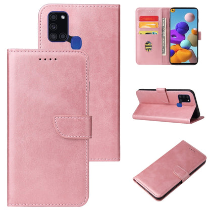 For Samsung Galaxy A21s Calf Texture Buckle Horizontal Flip Leather Case with Holder & Card Slots & Wallet(Rose Gold) by buy2fix