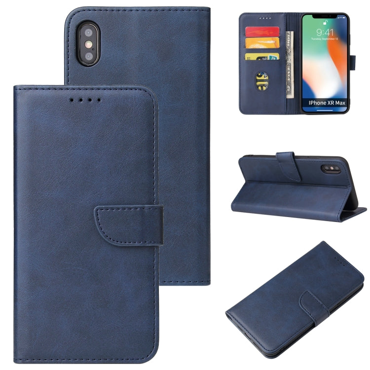 For iPhone X / XS Calf Texture Buckle Horizontal Flip Leather Case with Holder & Card Slots & Wallet(Blue) by buy2fix