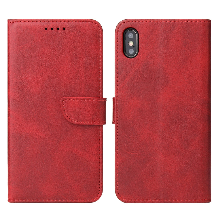 For iPhone X / XS Calf Texture Buckle Horizontal Flip Leather Case with Holder & Card Slots & Wallet(Red) by buy2fix