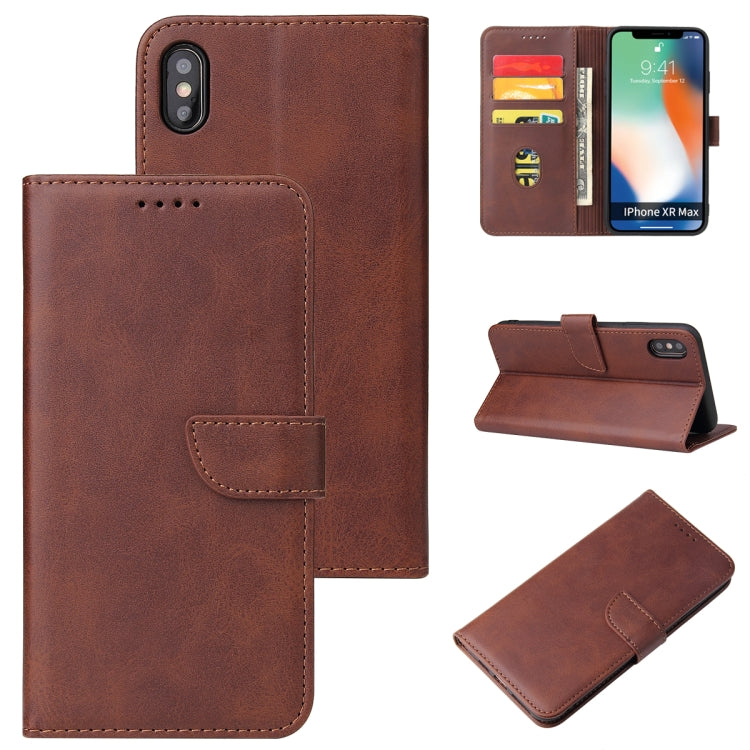 For iPhone X / XS Calf Texture Buckle Horizontal Flip Leather Case with Holder & Card Slots & Wallet(Brown) by buy2fix