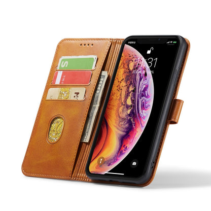 For iPhone XR Calf Texture Buckle Horizontal Flip Leather Case with Holder & Card Slots & Wallet(Khaki) by buy2fix