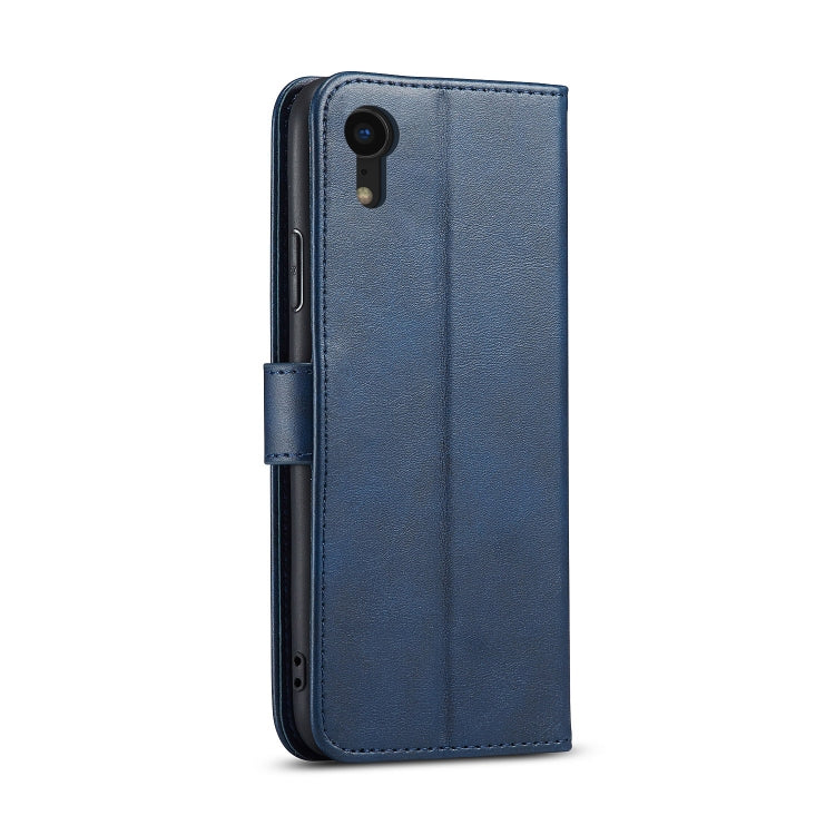 For iPhone XR Calf Texture Buckle Horizontal Flip Leather Case with Holder & Card Slots & Wallet(Blue) by buy2fix