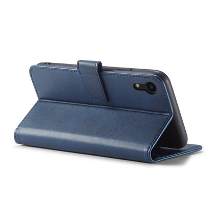 For iPhone XR Calf Texture Buckle Horizontal Flip Leather Case with Holder & Card Slots & Wallet(Blue) by buy2fix