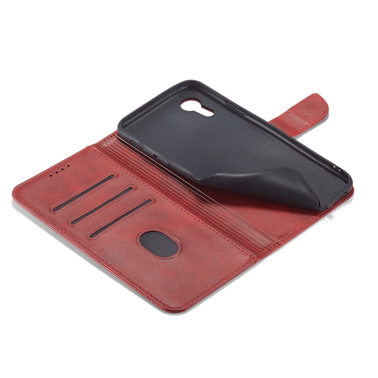 For iPhone XR Calf Texture Buckle Horizontal Flip Leather Case with Holder & Card Slots & Wallet(Red) by buy2fix